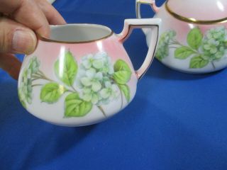 Antique P.  T.  Bavaria Tirschenreuth Hand Painted Porcelain Creamer & Sugar 4