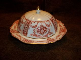 Antique Unusual Wedgwood Cheese Dessert Plate With Dome Lid