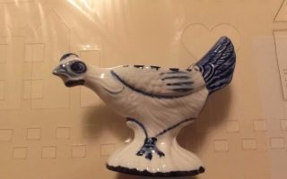Vintage Delft Blue Chicken Egg Cup Holder