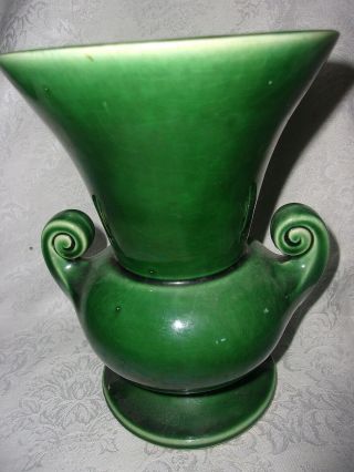 Vintage Mccoy Emerald Green Vase With Handles -