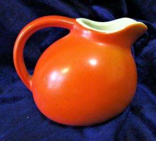 Vintage Pottery Orange Ball Pitcher 4” Creamer,  Vase,  Retro