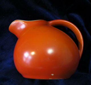VIntage Pottery ORANGE BALL PITCHER 4” creamer,  vase,  RETRO 3