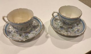 2 Tuscan Fine English Bone China Devon Teacup And Saucer Set Signed & Numbered