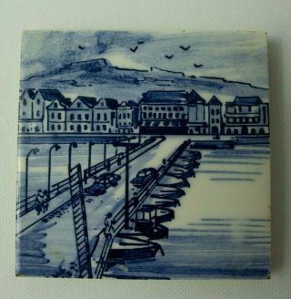 Vintage  Delft  Blue & White Hand Painted Tile Made In Holland.