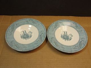 Vintage Royal China Currier And Ives Saucers 6 " Low Water In The Mississippi,