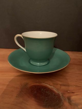 Vintage Green Noritake Occupied Japan Demitasse Teacup Set