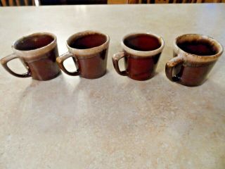 Vintage Mccoy Brown Drip Coffee Mugs " D " Handle