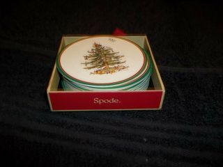 Made In England Spode Christmas Tree Set Of 15 Round Paper Cardboard Coasters