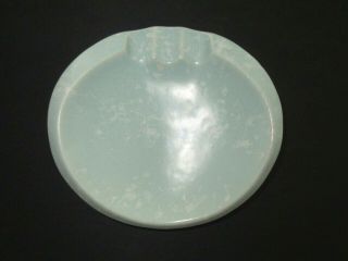 Vintage Signed Shawnee Usa Pottery Aqua/blue With White Speckles Ashtray