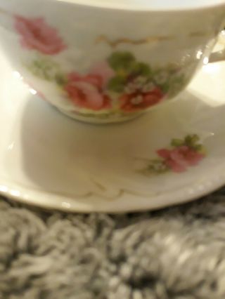 Fine china tea cup and saucer Unbranded pure White With subtle Pink Rose designs 2