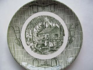 Scio Pottery Green Currier & Ives Maple Sugaring Bread Butter Plate 6 "