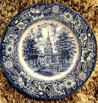 Vintage Staffordshire Liberty Blue China Dinner Plate Independence Hall