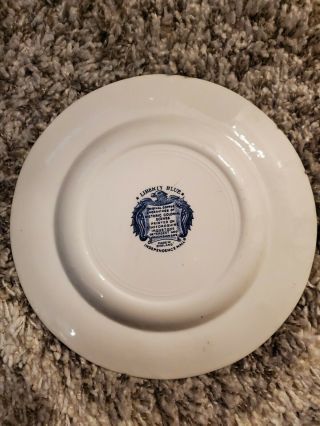 Vintage Staffordshire Liberty Blue China Dinner Plate Independence Hall 2
