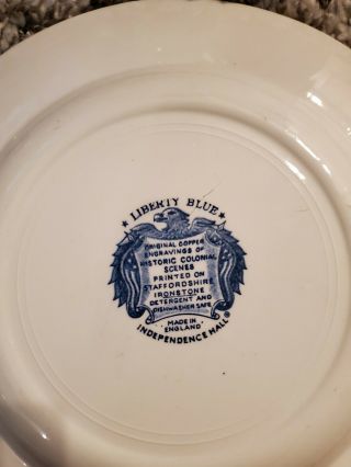 Vintage Staffordshire Liberty Blue China Dinner Plate Independence Hall 3
