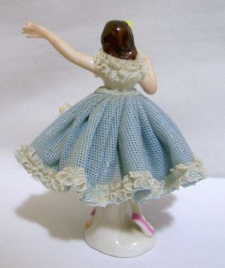 Vtg Dresden Germany Porcelain & Lace Ballerina Figurine 2