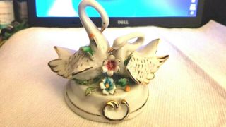 Vintage Swan Swans Statue Capodimonte Italy Signed Calle