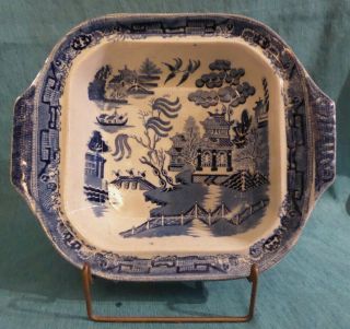Antique Willow Blue W.  Ridgway England Porcelain China Square Vegetable Dish