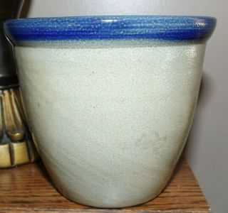 BBP Beaumont Brothers Pottery - 4 inch salt blue glaze crock with flower 2