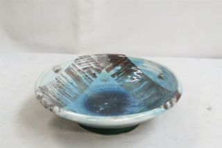Mcm 5 Eyes 3d Op Pop Art Blue Glass Effect Studio Pottery Bowl Signed Eames Era