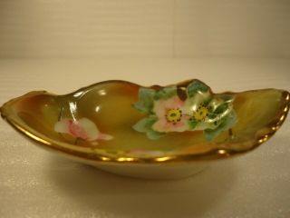 Antique Nippon Hand Painted Candy Nut Oyster Dish Bowl with Gold Trim 3