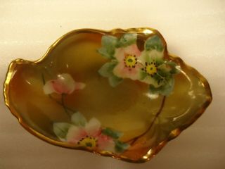 Antique Nippon Hand Painted Candy Nut Oyster Dish Bowl with Gold Trim 4