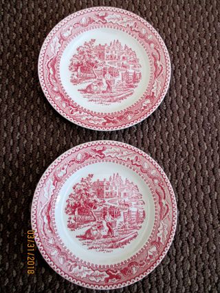 2 Vintage 1965 Royal China Pink Memory Lane 6.  25 In.  Bread & Butter Plates -