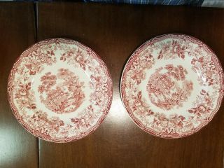 2 Royal Staffordshire Clarice Cliff Tonquin 6 3/8 " Red Dessert Plate