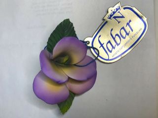 Vintage Capodimonte Porcelain Flower Lavender Rose Approx 3.  5 " X 2.  5 "
