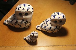 Villeroy Boch Gallo Design Royal Three Owl Porcelain Figurines Decorative Family