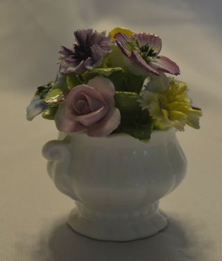 Vintage Coalport Bone China Made In England Basket Of Mixed Flowers