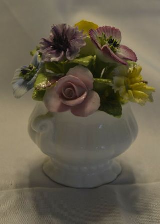 Vintage Coalport Bone China Made In England Basket Of Mixed Flowers 2