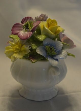Vintage Coalport Bone China Made In England Basket Of Mixed Flowers 3