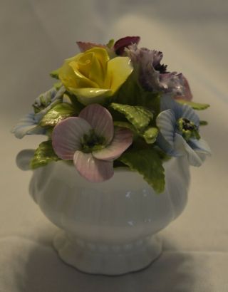 Vintage Coalport Bone China Made In England Basket Of Mixed Flowers 4