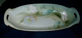 Lovely R S Germany (prussia) Two Handled Olive Tray - Tulips -