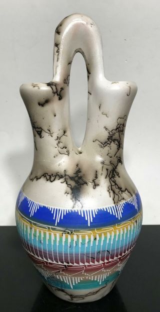 Vtg Large Painted Native Horsehair Water Vessel Jug Vase