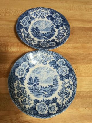 2 Lochs Of Scotland Royal Warwick Blue & White 5.  8 " Saucer Dessert Plate England