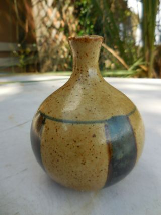 Vintage Mid Century Modern Stoneware Glaze Pottery Bud Vase Japan