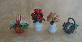 Four Vintage Porcelain Mini Flower Pots/baskets