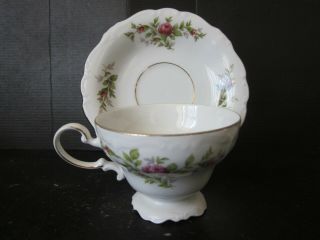 Vgt Haviland Fine Bavarian Porcelain Moss Rose Coffee Tea Cup & Saucer Germany
