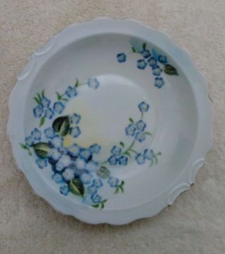 Vintage Hand Painted Lefton China Basin Sl 4189 Blue Floral Gold Accent