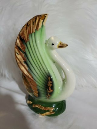 Swan Pottery Planter 23k Gold Guaranteed 7 " Ceramic Vintage Shafer Swan Pot