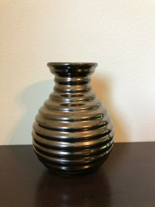 Vintage 1997 Haeger Floral Metalic Bronze Ceramic Vase.  6 ".  Usa.  Orginal Tags.