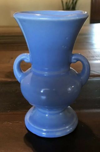 Vintage ? Shawnee Pottery Usa Blue Double Handled Mini Vase 1