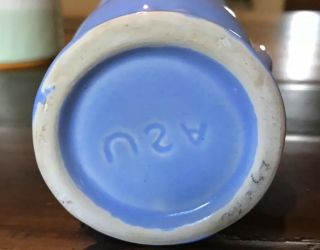 Vintage ? SHAWNEE Pottery USA Blue Double Handled Mini Vase 1 4